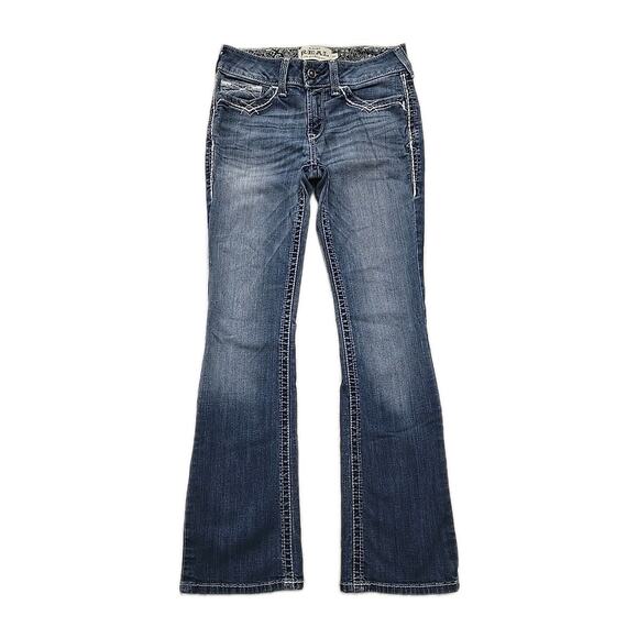 Ariat REAL Womens Bootcut Marine Jeans Size 29R Mid-Rise Entwined Stretch Denim - Picture 3 of 12